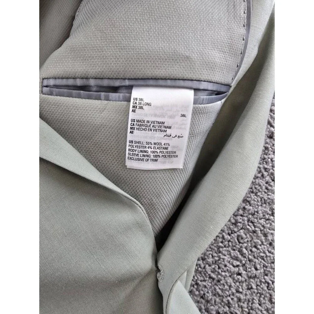 Bar III Slim-Fit Wool Blend Suit Jacket Men's 38L Sage Solid Pockets Long Sleeve